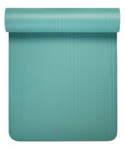 Gaiam Essentials Thick Yoga Mat Fitness & Exercise Mat with Easy-Cinch Yoga Mat Carrier Strap, 72"L x 24"W x 2/5 Inch Thick Teal 32 81qwnssMOpL