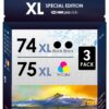 INKjetsclub Compatible Ink Cartridge Replacement for HP 74/75XL. Works with Officejet J6480 J5780, Deskjet D4260 D4360 Photosmart C4280 C5280 C4480 Printers. 3 Pack (2 Black, Tri-Color) 3 Pack (2 Black, Tri-Color) 34 81qwtw4gZYL