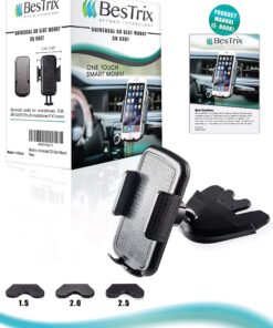 Bestrix Cell Phone Holder for Car, CD Slot Car Phone Holder, Hands Free Car Mount with Strong Grip Universal for iPhone14/13/12/11/11Pro/Xs MAX/XR/XS/X/8/7/6 Plus, Galaxy S22/S21/S20/S10+/S10e/S9/S9+ 33 81qz4WoQPMS