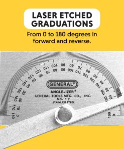 General Tools Angle Protractor #17 Stainless Steel Square Head - Measuring Tool for Carpenters & Woodworking Hobbyists Angle Finder 14 81qzQWEPuJL 1
