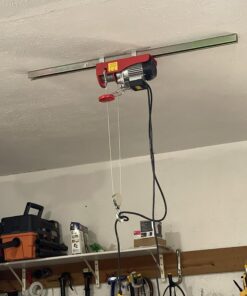 Partsam 440Lbs Lift Electric Hoist Crane Remote Control Power System, 110V Electric Hoist Zinc-Plated Steel Wire Overhead Crane Garage Ceiling Pulley Winch w/Straps (w/Emergency Stop Switch) 42 81r Ojzcs8L