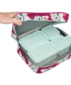 Bentology Lunch Box for Girls - Kids Insulated, Durable Lunchbox Tote Bag Fits Bento Boxes, Containers w/Lids, Jars & Bottles, Back to School Reusable Lunch Sleeve Keeps Food Hotter or Colder Longer Kitty 18 81r vGO UKL