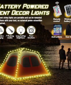 Alternative view of Camping Tent String Lights, 17 Colors 7 Flashing Modes LED Decorative Rope Lights Battery Operated with Remote Control, Waterproof Camping Tent Light Outdoor for Night Camping, RV (Tent Not Include)