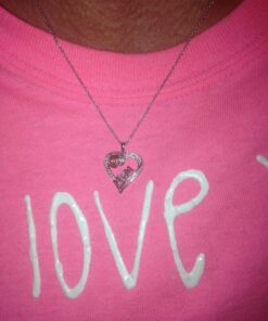 Jewelili Open Heart Mom Script and Rose Necklace Pendant in 14K Rose Gold Over Sterling Silver with Round Diamonds and 18 inch Rolo Chain 23 81r1KxfJiL