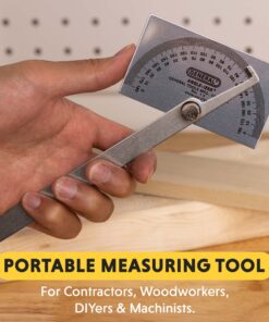 Alternative view of General Tools Angle Protractor #17 Stainless Steel Square Head - Measuring Tool for Carpenters & Woodworking Hobbyists Angle Finder