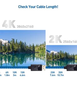 Cable Matters 2-Pack 4K DisplayPort to DisplayPort Cable, Computer Monitor Cable 6 ft, 4K@60Hz, 2K@144Hz, Display Cable, Male to Male Display Port Cable, Gold-Plated DP to DP Cable, 6 Feet 19 81r3ATIpz2L 2