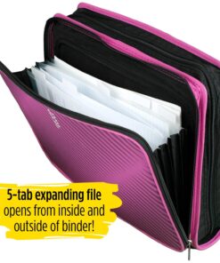 Five Star Zipper Binder, 2 Inch 3-Ring Binder for School, 6 Pocket Expanding File, 380 Sheet Capacity, Purple (72540) 30 81r3WGcPG1L