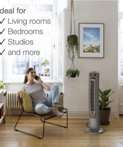 Lasko Wind Curve Portable Electric 42" Oscillating Tower Fan with Fresh Air Ionizer, Timer and Remote Control for Indoor, Bedroom and Home Office Use, Silverwood 2554 30 81r4ypYzPL