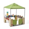Step2 All Around Playtime Patio with Canopy, Kid Indoor and Outdoor Kitchen Playset, Sensory Playhouse, Kids Ages 2+ years old, Easy Assembly, Green 16 81r6DNDQ2WL