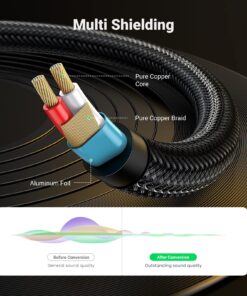 Alternative view of UGREEN 1/8 to 1/4 Stereo Cable 3.5mm TRS to 6.35mm Audio Cable Guitar to Aux Male Cord with Zinc Alloy Housing and Nylon Braid for Guitar, Laptop, Home Theater Devices, Speaker and Amplifiers 6FT