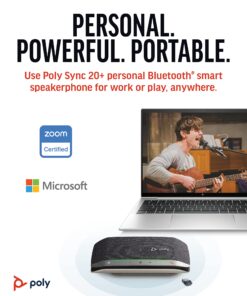 Alternative view of Poly Sync 20+ Personal Portable Bluetooth Smart Speakerphone (Plantronics) - USB-A UC Bluetooth Adapter - Connect Wirelessly to PC/Mac/Cell Phone - Works w/Teams, Zoom, & More - Amazon Exclusive 2021 Version (USB-A Only) Standard
