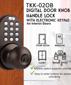 MiLocks TKK-02OB Digital Door Knob Handle Lock with Electronic Keypad - Keyless Entry Smart Door Lock with Adjustable Latch Locks, Audible Tones for Interior Front Doors & More, Oil Rubbed Bronze 16 81r7B42CFqL