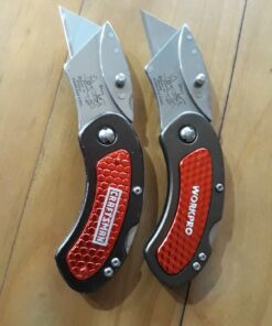 WORKPRO Folding Utility Knife Set Quick Change Blade, Back-lock Mechanism 3-piece with 10-piece Extra Blades 24 81r7S7N6YqL