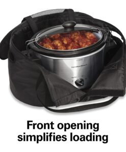 Hamilton Beach Portable Slow Cooker Travel Bag, Insulated Carrier Case for 4, 5, 6, 7 & 8 Quart Crock, Internal Mesh Net Holds Pot in Place, Compatible with Other Brands, Black (33002) 34 81r7VQFz6hL