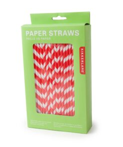 Alternative view of Kikkerland, Red and White Biodegradable Paper Straws, Striped, Box of 144 Red & White