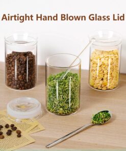 ZENS Airtight Glass Jar Container,15 Fluid Ounce Clear Glass Canister with Lid, Food Storage Jars for Kitchen Spice or Loose Tea,450ml 02-15oz*1 30 81rBeXE9eyL