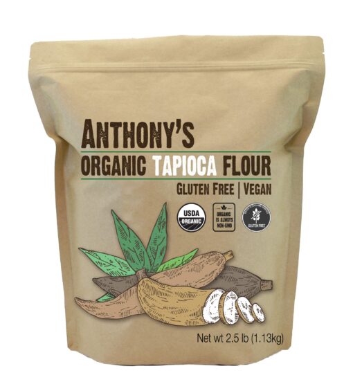 Anthony's Organic Tapioca Flour Starch, 2.5 lb, Gluten Free & Non GMO 2.5 Pound (Pack of 1)