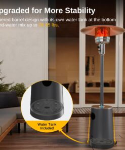 EAST OAK 50,000 BTU Patio Heater with Sand Box, Table Design, Double-Layer Stainless Steel Burner, Wheels, Triple Protection System, Outdoor Heater for Home and Residential, 2023 Upgrade, Black 38 81rCL0dDLJL