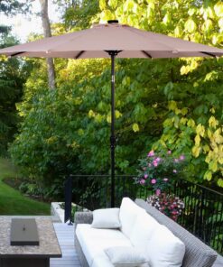 Alternative view of Giantex 9ft/10ft Outdoor Patio umbrella with Solar Lights, Table Market Umbrella with Crank and Push-button Tilt System, Solar LED Lighted Patio Umbrella for Backyard Deck Pool Beach Beige