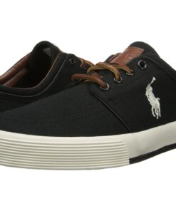 POLO RALPH LAUREN Faxon Low-Top Canvas Sneaker 7.5 Polo Black Cream Canvas 10 81rDolfrqxL