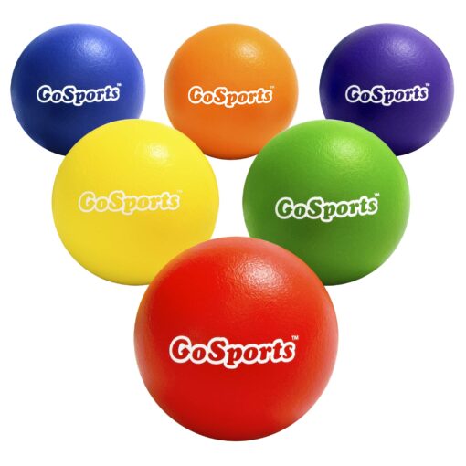 GoSports Soft Skin Foam Playground Dodgeballs - 6 Pack Set for Kids - Includes Mesh Carry Bag 6 Inch Balls 6 Pack - Multicolor