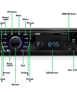 Pyle Marine Head Unit Receiver Speaker Kit - In-Dash LCD Digital Stereo Built-in Bluetooth & Microphone w/ AM FM Radio System 6.5’’ Waterproof Speakers (4) MP3/SD Readers & Remote Control -PLMRKT48BK 19 81rGeZiSuiL