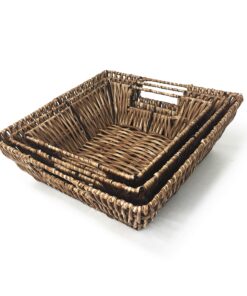 Trademark Innovations Set of 3 Square Wicker Look Baskets With Built In Handles 16 81rHhNk35mL