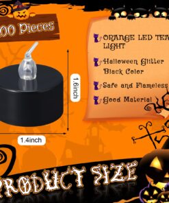 Alternative view of Retisee 100 Pcs Halloween Tea Light Flameless LED Candle Lights Bulk Battery Operated Votive Flickering Led Candles for Halloween Party, Fall Home Decor (Black,1.4'' x 1.4'' x 1.6'') 1.4'' x 1.4'' x 1.6'' Black