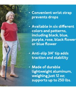 Carex Health Brands Ergo Offset Cane with Soft Cushioned Handle - Adjustable Walking Cane, Blue, 29-38 Inch (Pack of 1) 12 81rJRyq9a5S