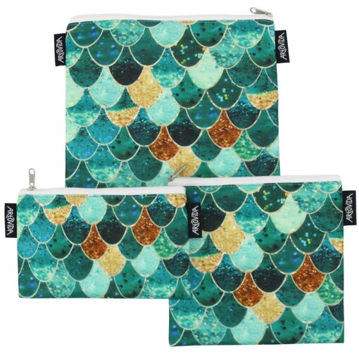 ARTOVIDA Artists Collective Reusable Lunch Baggies | Snack and Sandwich Bags with Zipper - Improved Dual Layer Design by Monika Strigel (Germany) "Really Mermaid" Monika Strigel - Really Mermaid