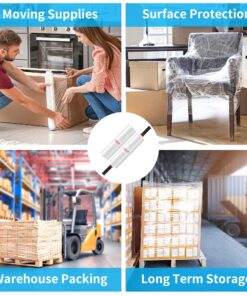 JARLINK Stretch Film, 80 Gauge,15 Inch x 1000 Feet Shrink Wrap for Pallet Wrap, Industrial Strength Stretch Wrap up to 800% Stretch with Handles, Moving Wrapping Plastic Roll, 2 Pack 17 81rNBRvVTgL