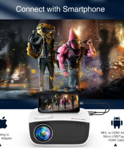 Outdoor Projector, Mini Projector for Home Theater, 1080P and 240" Supported Movie Projector 7500 L Portable Home Video Projector Compatible with Smartphone/TV Stick/PS4/PC/Laptop 13 81rNPWZpfUL