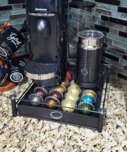 DecoBrothers Crystal Tempered Glass Vertuo Pod Holder Drawer, 24 Large or 48 Small Nespresso Capsule Organizer 48 pcs Capacity Black 40 81rNj7pkqyL