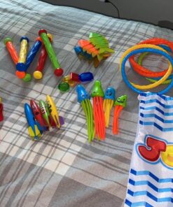 JOYIN 30 Pcs Diving Pool Toys for Kids Ages 3-12 Jumbo Set with Storage Bag Pool Games Summer Swim Water FishToys 23 81rNu8xdswL