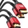 JSAUX 8K HDMI Cables 2.1 10FT 2-Pack 48Gbps 8K & 4K Ultra High Speed Cords(8K@60Hz 7680x4320, 4K@120Hz) eARC HDR10 HDCP 2.2 & 2.3 3D, Compatible for PS5/PS4/X-Box/Roku TV/HDTV/Blu-ray/LG/Samsung QLED Red