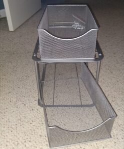 Sorbus 2 Tier Under The Sink Organizer Baskets with Mesh Sliding Drawers —Ideal for Cabinet, Countertop, Pantry, and Desktop, for Bathroom, Kitchen, Office, etc.—Made of Steel (Silver) Silver 19 81rSmWBxLFL