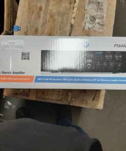 Pyle 500W Karaoke Wireless Bluetooth Amplifier - 4 Channel Stereo Audio Home Theater Speaker Sound Power Receiver with AUX IN, FM, RCA Subwoofer Speakers OUT, USB, Microphone IN with Echo - PTA44BT Amplifier System 29 81rUUqfLb L