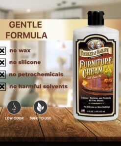 PARKER & BAILEY FURNITURE CREAM - Multisurface Wood Cleaner And Polish Furniture Quick Shine Restorer Protector Kitchen Cabinets Surface Cleaner House Cleaning Supplies Home Improvement, 16oz 16 Fl Oz (Pack of 1) 31 81rWMi3yIlL