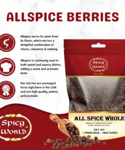 Alternative view of Spicy World Whole Allspice Berries 1 LB Resealable Bag | All Spice Pimento Jamaica Pepper for Cooking & Seasoning | Versatile Berry for Curries, Soups and even Pastries 1 Pound (Pack of 1)