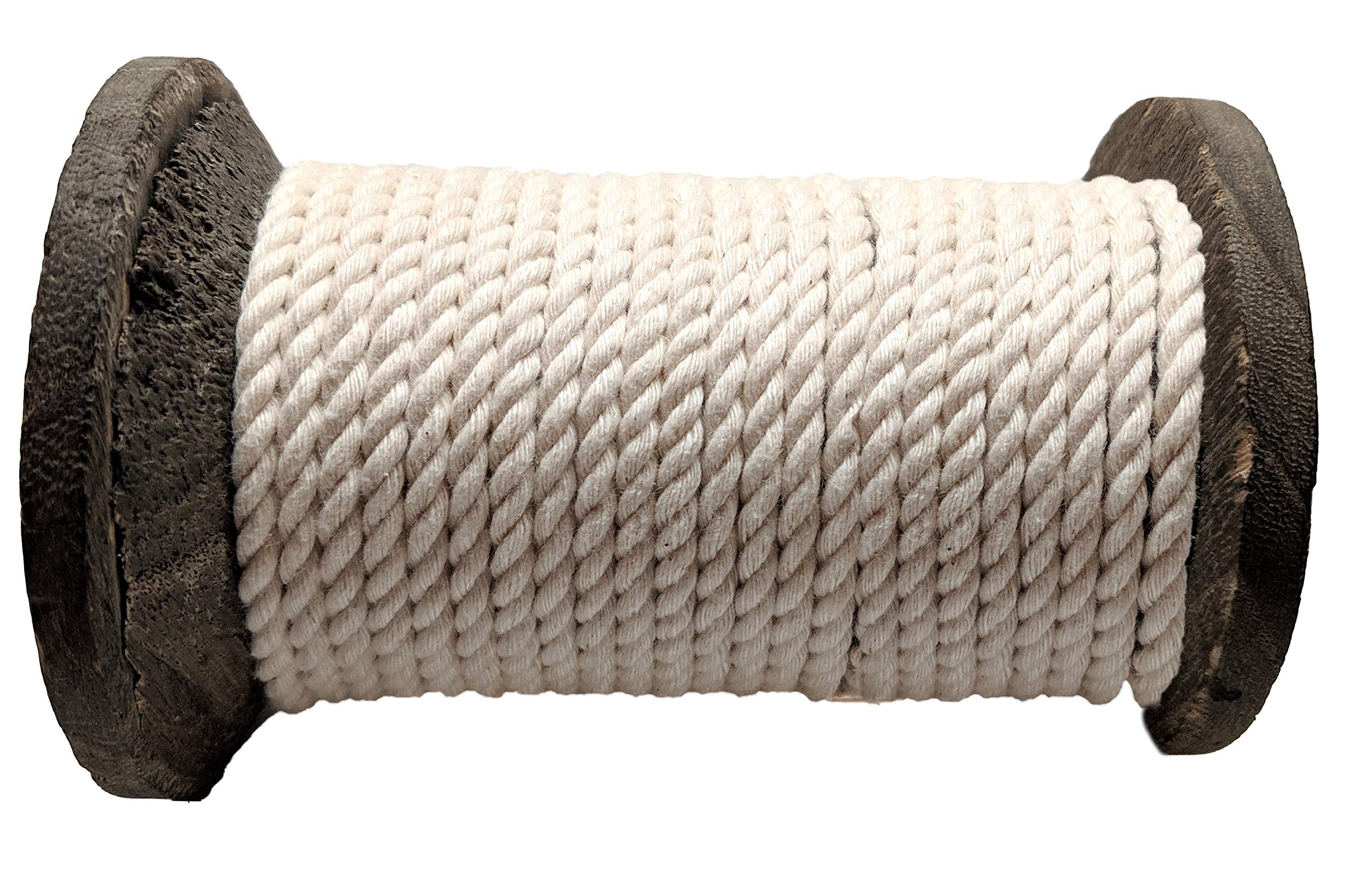 Ravenox Natural Twisted Cotton Rope | Made in The USA | Strong Triple-Strand Cordage for Sports, Décor, Pet Toys, Crafts, Macramé & Indoor Outdoor Use| by The Foot & Diameter (Multiple Color) Natural White 1/2 Inch x 10 Feet 6 Ravenox Natural Twisted Cotton Rope | Made in The USA | Strong Triple-Strand Cordage for Sports, Décor, Pet Toys, Crafts, Macramé & Indoor Outdoor Use| by The Foot & Diameter (Multiple Color) Natural White 1/2 Inch x 10 Feet - Image 6