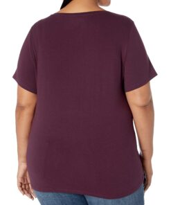 Amazon Essentials Women's Short-Sleeve V-Neck T-Shirt (Available in Plus Size) 1 Burgundy 1X 7 81raRojimL