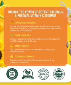 POTENT NATURALS Liposomal Vitamin C 1500mg, Vitamin C Supplement - High Absorption Ascorbic Acid - Immune-Support Supplement & Helps Collagen Production- 180 Capsules 1500 MG 23 81rbyEw1TbL