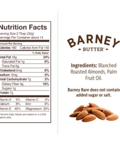Barney Butter Almond Butter, Bare Smooth, 16 Ounce Jar, No Added Sugar or Salt, Skin-Free Almonds, No Stir, Non-GMO, Gluten Free, Keto, Paleo, Vegan 16 Ounce (Pack of 1) 21 81rcJ1SrcuL