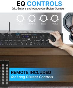 Pyle Wireless Home Audio Amplifier System - Bluetooth Compatible Sound Stereo Receiver Amp - 6 Channel 600 Watt Power, Digital LCD, Headphone Jack, 1/4'' Microphone IN USB SD AUX RCA FM Radio 24 81rdKHTBjaL