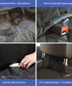 4Knines Dog Seat Cover Without Hammock for Cars, SUVs, and Small Trucks - Heavy Duty, Non Slip, Waterproof (Black) Black 27 81reajcQd0L