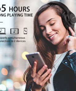 Alternative view of KVIDIO [Updated] Bluetooth Headphones Over Ear, 65 Hours Playtime Wireless Headphones with Microphone,Foldable Lightweight Headset with Deep Bass,HiFi Stereo Sound for Travel Work Cellphone Black