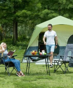 PORTAL Oversized Folding High Back Lawn Chairs Portable for Adults Outside Hard Armrest Cup Holder Carrying Strap for Camp Soccer Sports, Supports 300LBS, Black Mesh back 17 81rgGGDMDJL