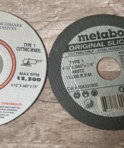 Benchmark Abrasives 4-1/2" Aluminum Oxide Quality Thin Cut Off Wheel for Metal and Stainless Steel 7/8" Arbor, Fiberglass Iron Cutting Wheel Use with Grinder - 50 Pack 4-1/2" | 1 Count 19 81rgZdgBwL