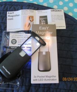 EasY Magnifier Small Pocket Magnifying Glass 3X with LED Light For Reading Fine Print; Mini Lighted Hand Held Acryl Lens; Read Lables In Stores; Magnify Glasses For Close Work;Helpful Gift For Seniors 51 81rgpsMVJ6L