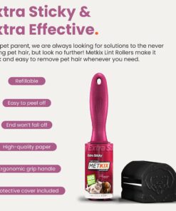 Metkix Lint Rollers for Pet Hair Extra Sticky | Protective Covers | Value 400 Sheets Dog Cat Pet Hair Remover | Lint Roller for Clothes Sofa Bed Carpet and More | Lint Roller Refills 2 Rollers + 2 Refills (Total 400 Sheets) 23 81rhIJla2L